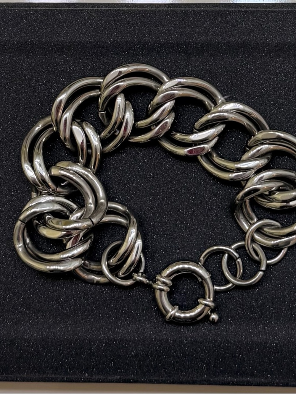 Polished Silver-Tone Chunky Link Bracelet
